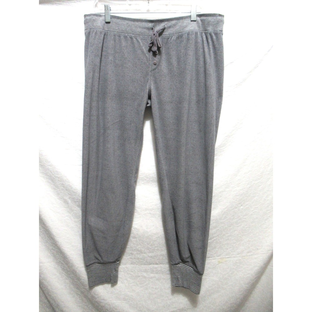 P.J. Salvage Size Large Gray Velour Long Jogger‎ Pajama Bottoms